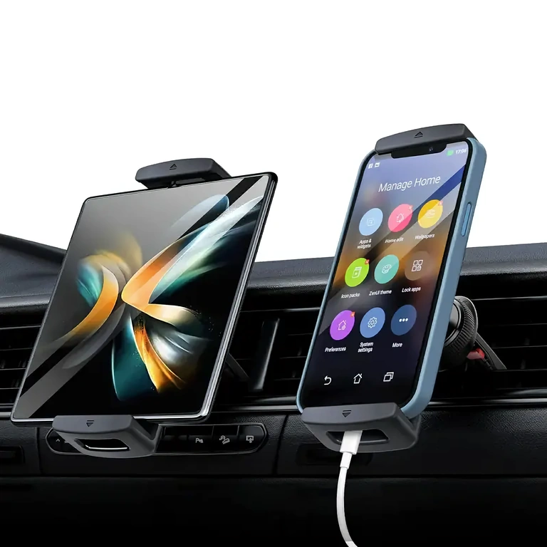 Auto planšetdatora turētājs uz ventilācijas restes 7-12 collas Regulējams auto turētājs planšetēm 7–12 collas, stiprināšanai uz ventilācijas režģa