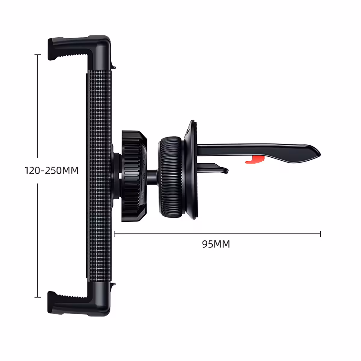 Kompakts un viegls planšetdatora turētājs, stiprināts uz ventilācijas režģa