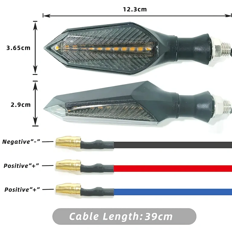 Rādītāji ar melniem, ziliem un sarkaniem vadiem pieslēgšanai