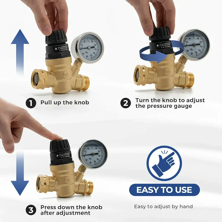 Precīzs ūdens spiediena regulators Regulators ar smalku spiediena regulēšanu līdz 160 PSI