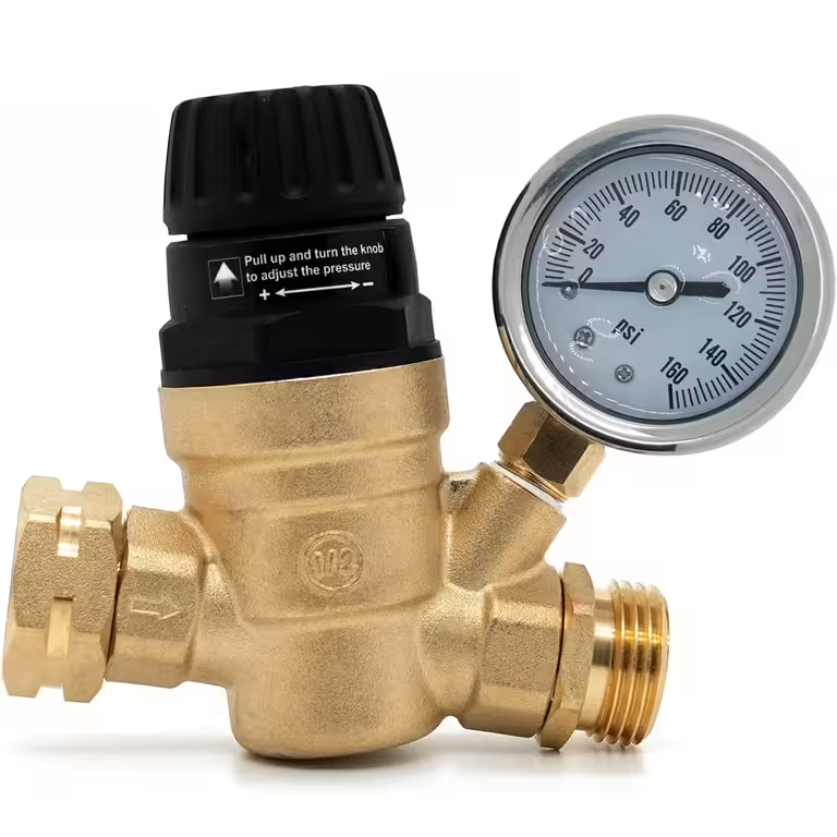 Ūdens spiediena regulators / reduktors 3/4″ ar manometru – ierobežotājs apūdeņošanai, hidroforam, sūknim, boilerim, rullītēm