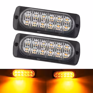 Dzeltenie LED stroboskopi auto 12V–24V – profesionāli zibspuldžu efekti priekš grille, bamperiem, kravas auto, ATV, automašīnām