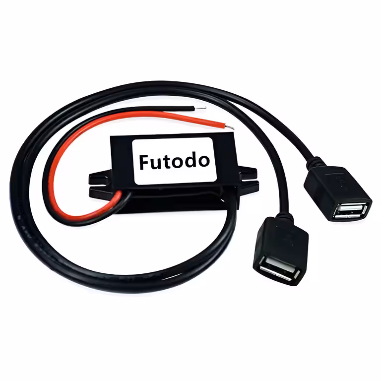 Step Down modulis 12V/24V/36V/48V uz 5V 3A – USB sprieguma samazinātājs automašīnas kamerai, telefonam, saules sistēmai