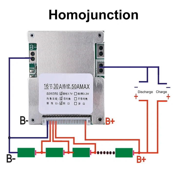 BMS 16S 60V 40A pieslēguma diagramma