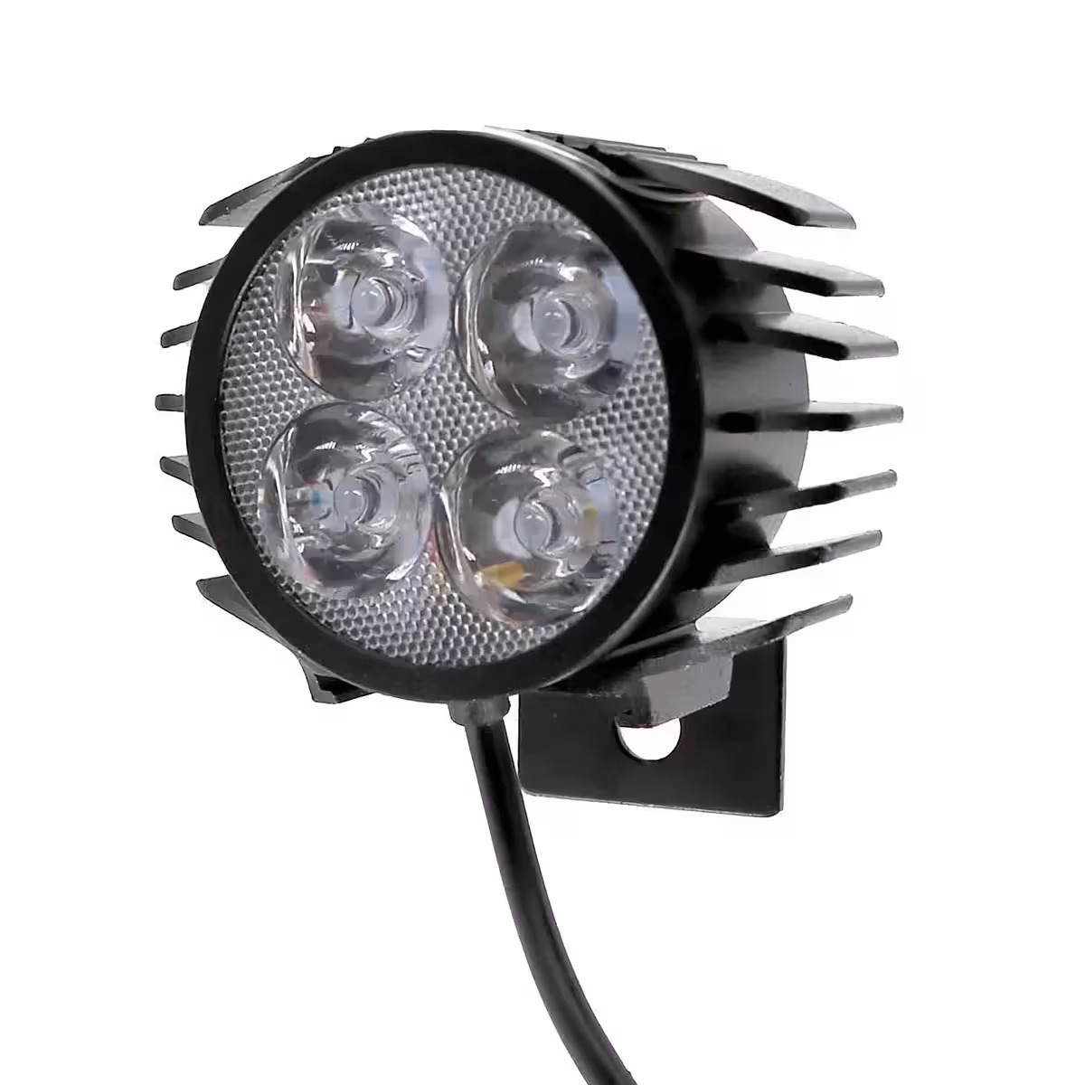 LED lukturis e-trotinetam un velosipēdam, priekšpuses skats, atšķirīgs apgaismojums