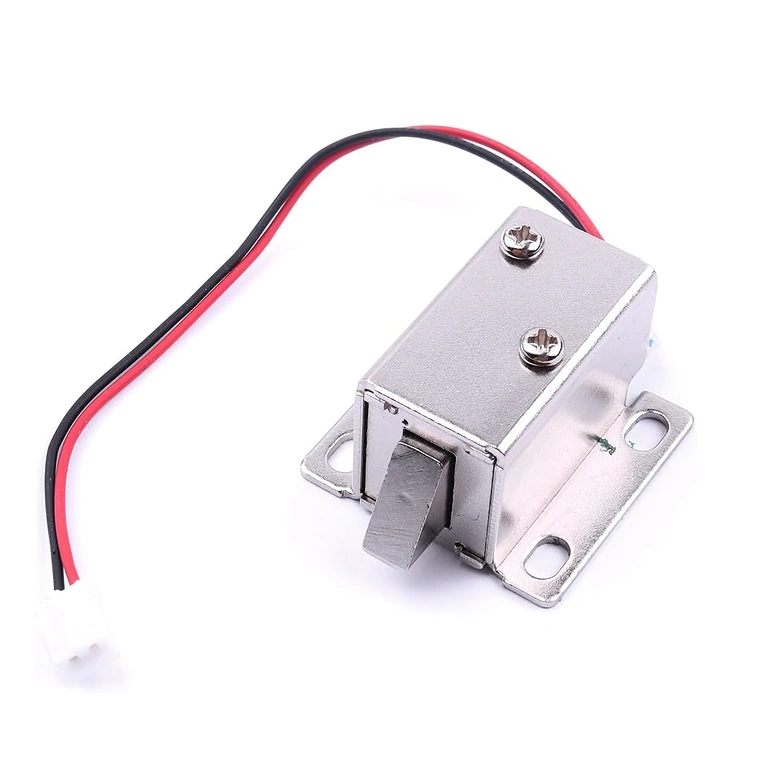 12V elektromagnētiskais slēdzējs – skats no priekšpuses Attēls ar 12V elektromagnētisko slēdzeni – priekšpuses skats