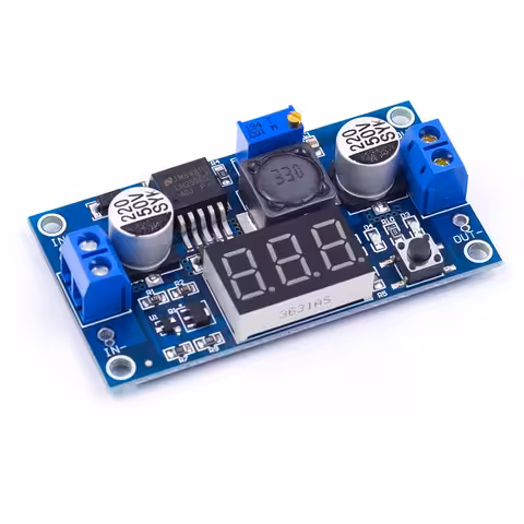 LM2596 Step-Down DC-DC Buck Converter ar displeju – regulējams spriegums 1.25V–37V 3A