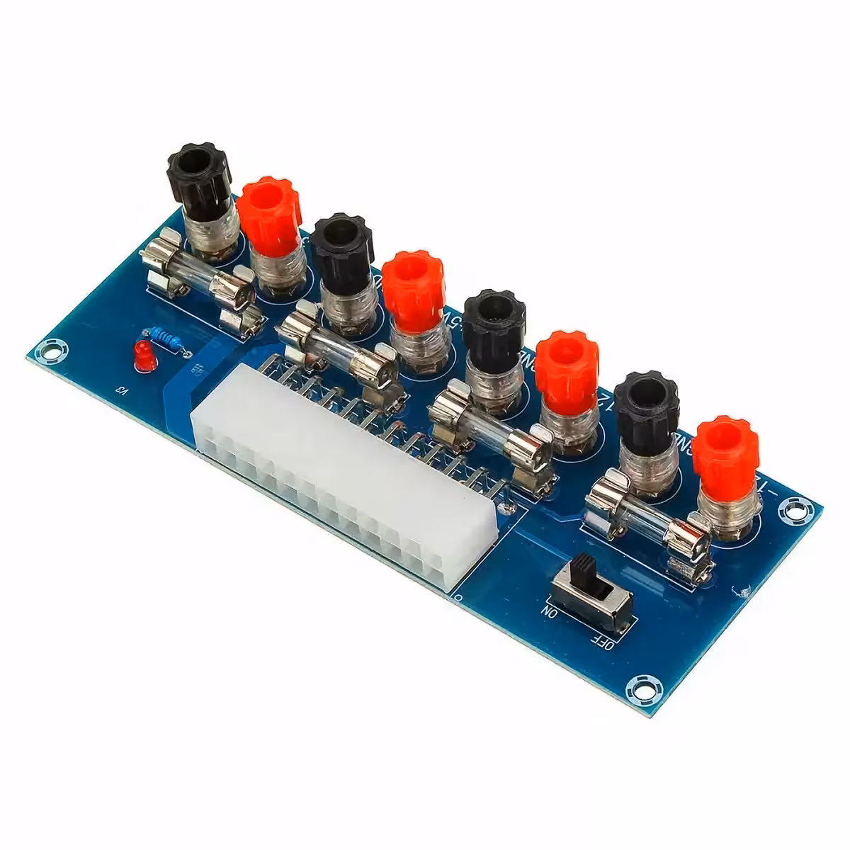 ATX barošanas sprieguma sadales plate ar iezīmētām ligzdām