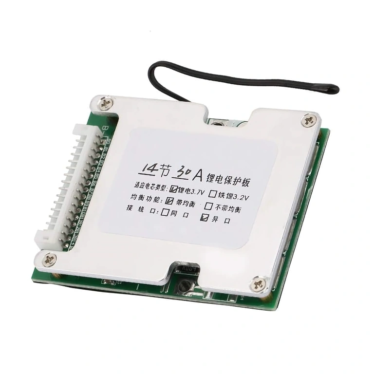 Inteliģenta BMS 14S 52V 30A shēma ar pārslodzes un izlādes aizsardzību