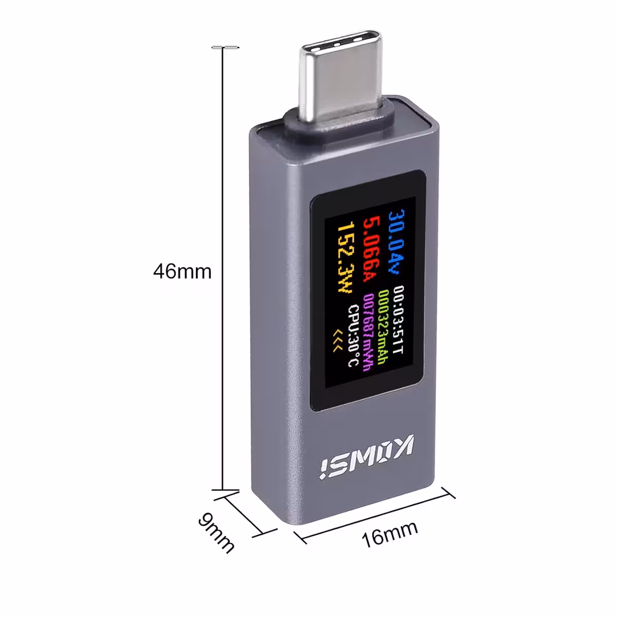 USB C testeris KWS-2302C sānskats