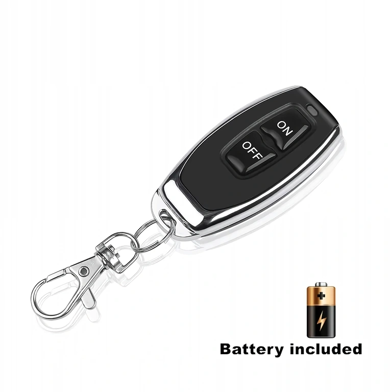 Komplektā ietilpst RF433 kontaktligzda, tālvadības pults un lietošanas instrukcija