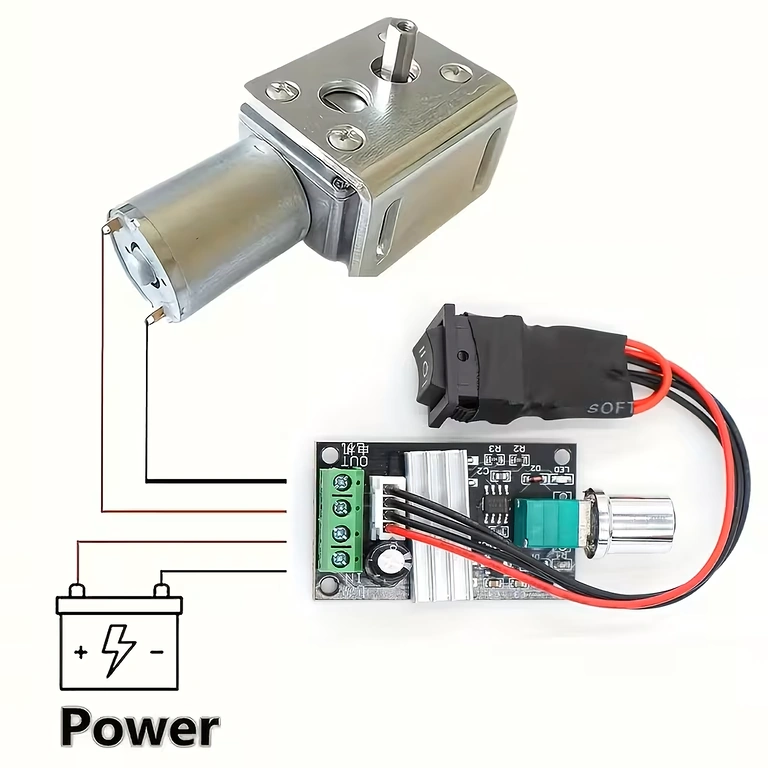 DC motora PWM kontroliera savienošana