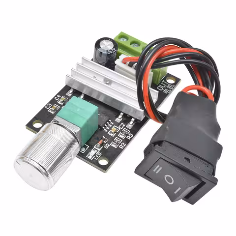 DC motora kontrolieris 6V 12V 24V 3A – PWM regulators ar virziena pogu, sprieguma regulators