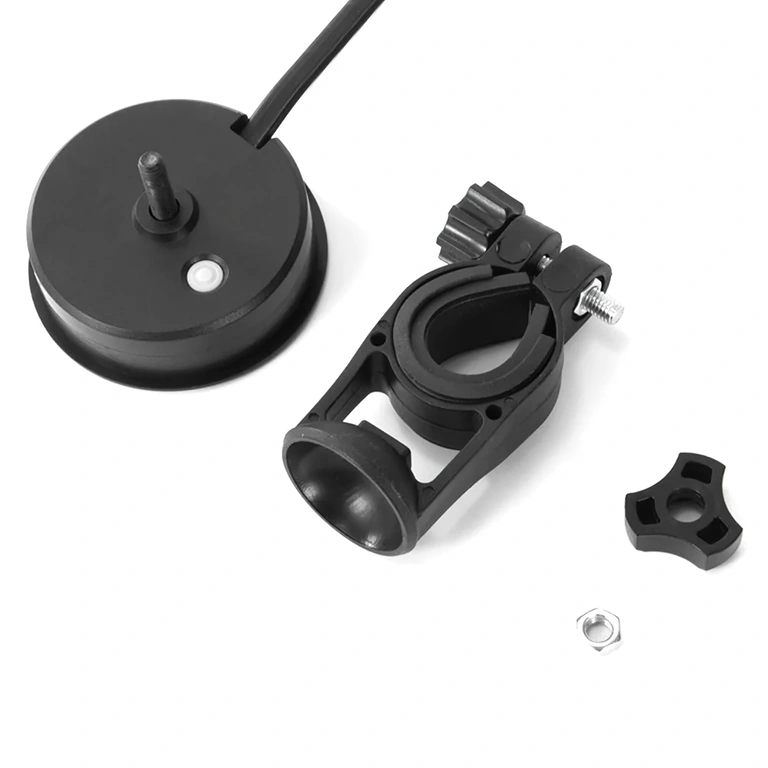 Digitālā moduļa aizmugures skats ar savienotājiem un vadiem, voltmetra un baterijas procentu displejs, saderīgs Li-ion un LiFePO4 12V–72V