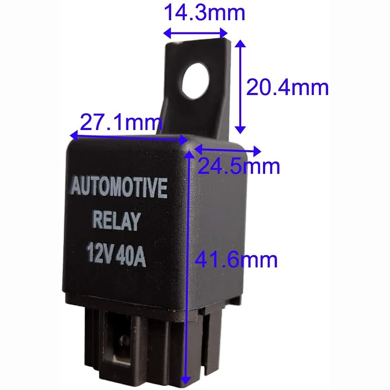 Auto releja 12V 4 pini 40A izmēri