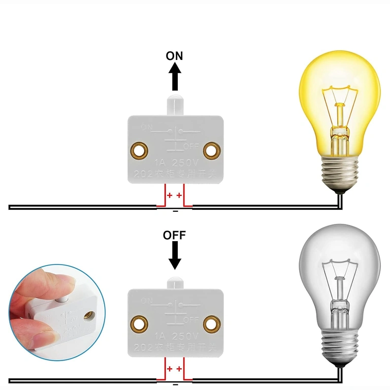 Skapja durvju slēdzis nospiestā stāvoklī