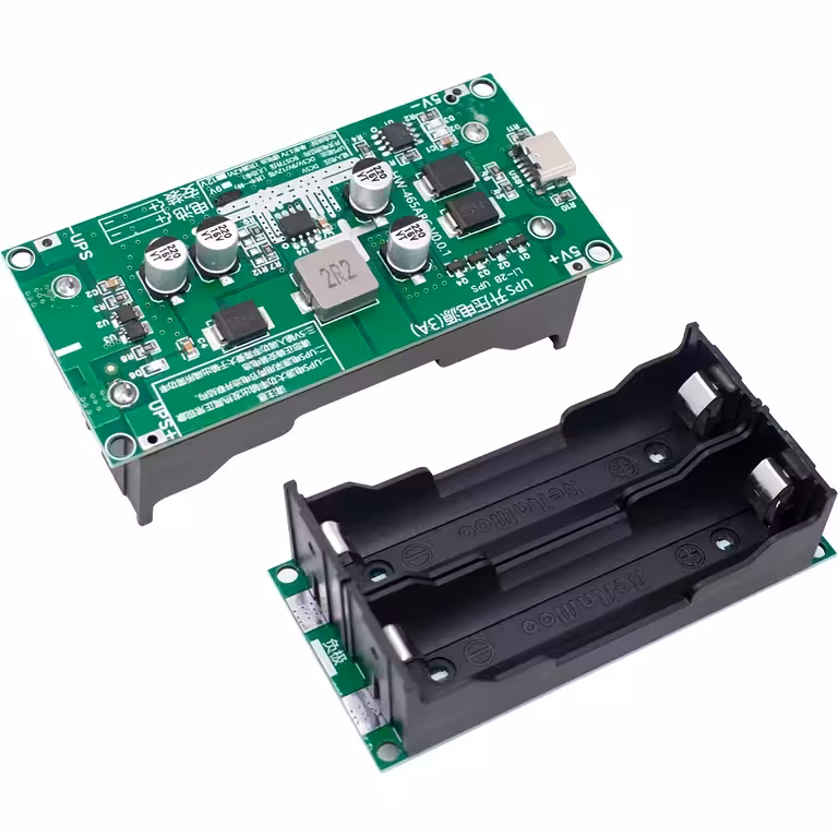 Mini UPS modulis 5V/12V – DC UPS modulis ar 18650 akumulatoru uzlādi