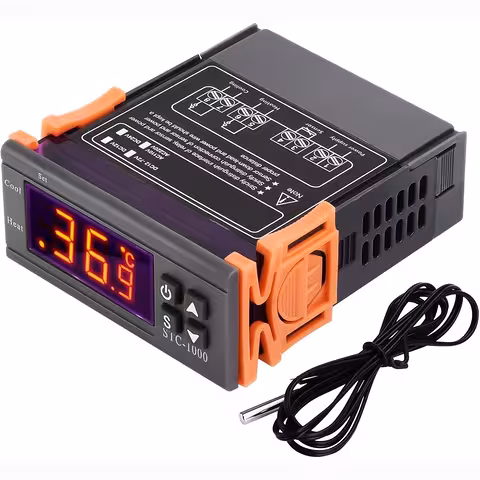 Digitālais temperatūras kontrolieris 220V/230V – elektroniskais termostats STC1000 ar NTC sensoru un dubulto releju