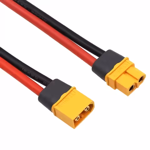 XT60 sieviešu + vīriešu savienotājs ar biezu kabeli 12AWG 30 cm – XT60H ligzda lieljaudas akumulatoriem