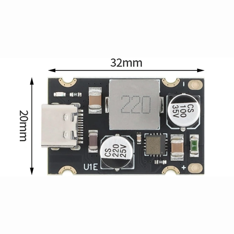 USB-C PD 65W moduļa izmēri 20x20 mm