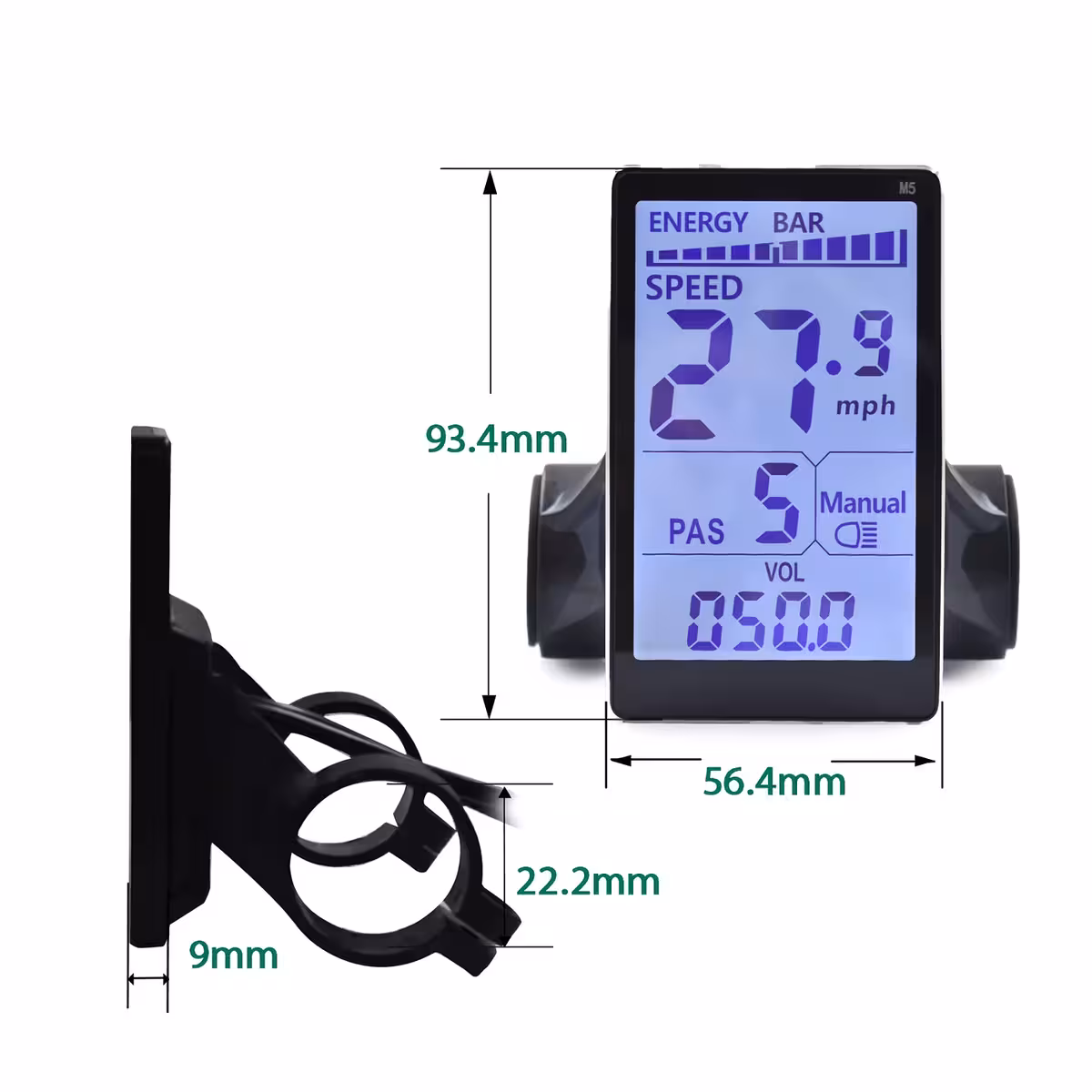 Kompakti M5 kontroliera izmēri 110x55x30 mm elektriskajam velosipēdam